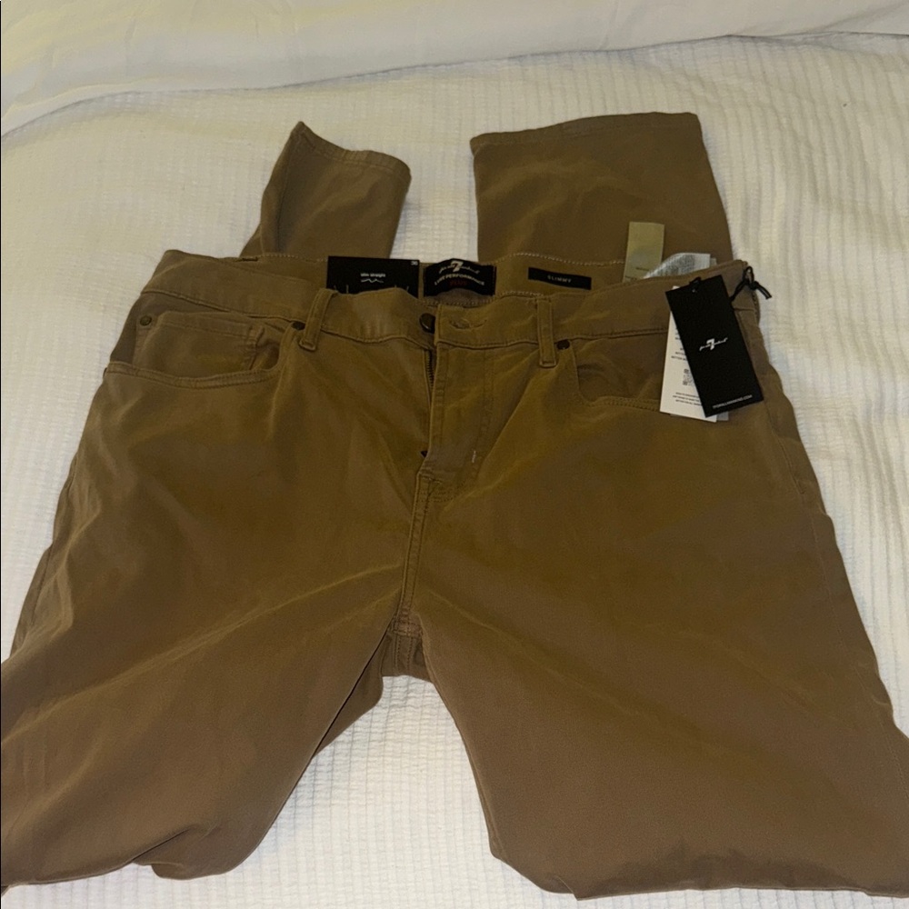 7 For All Mankind Men's Slim Straight Jeans in Brown